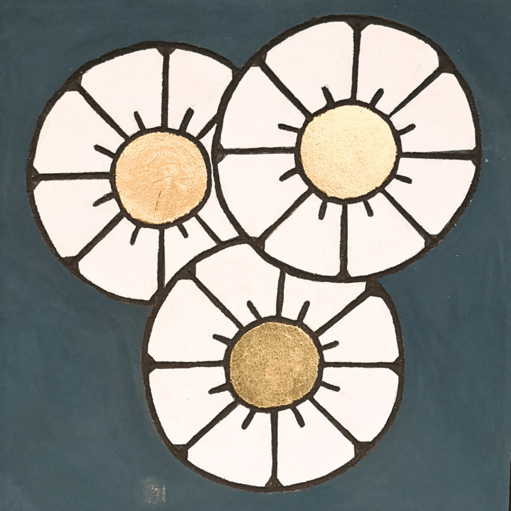 Détail bloem in sgraffito